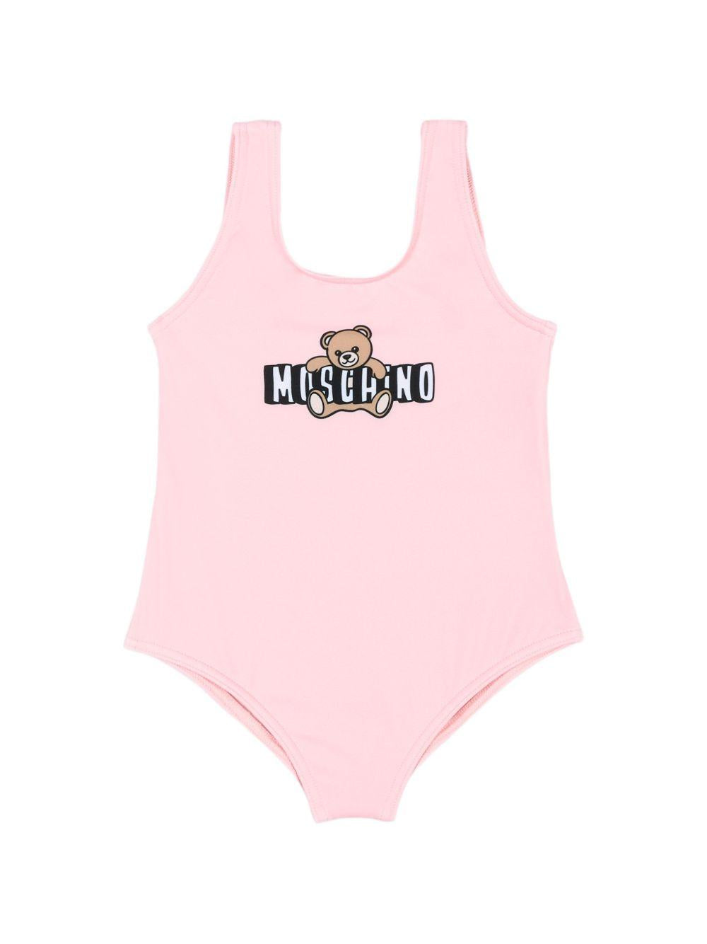 Costume intero per neonata Moschino Kids rosa con stampa Teddy sul davanti M2L00ALKA11 50209 MOSCHINO KIDS 