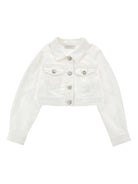Giacca per bambina Monnalisa bianca con applicazioni cristalli 79G105NP 7015 0001 MONNALISA KIDS 