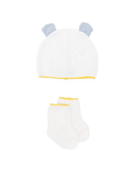 Berretto e calzini per neonati Gensami Kids bianco con bordo a contrasto (2 pezzi) SET-ALP-WE WHITE-BLUE GENSAMI KIDS 