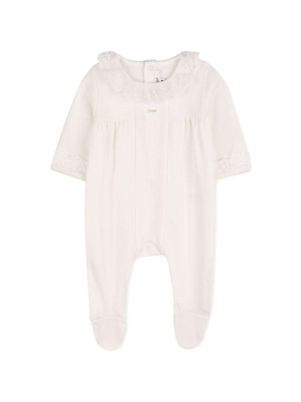 Set copertina e tutina per neonata Chloé Kids bianco con finiture in pizzo C20925 117 CHLOE' KIDS 