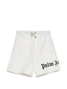 Bermuda per bambino Palm Angels Kids bianco con logo PBCI006S26FLE001 002 PALM ANGELS KIDS 