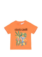 T-shirt per neonato Roberto Cavalli Kids arancione con stampa grafica tropicale CIP26083TS ORANGE BOP ROBERTO CAVALLI KIDS 