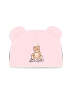 Berretto per neonati Moschino Kids rosa con motivo Teddy bear MMX05HLCA40 50209 MOSCHINO KIDS 