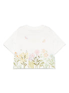 T-shirt per bambina Fendi Kids bianco con logo JFI374 7AJ F0TU9 FENDI KIDS 