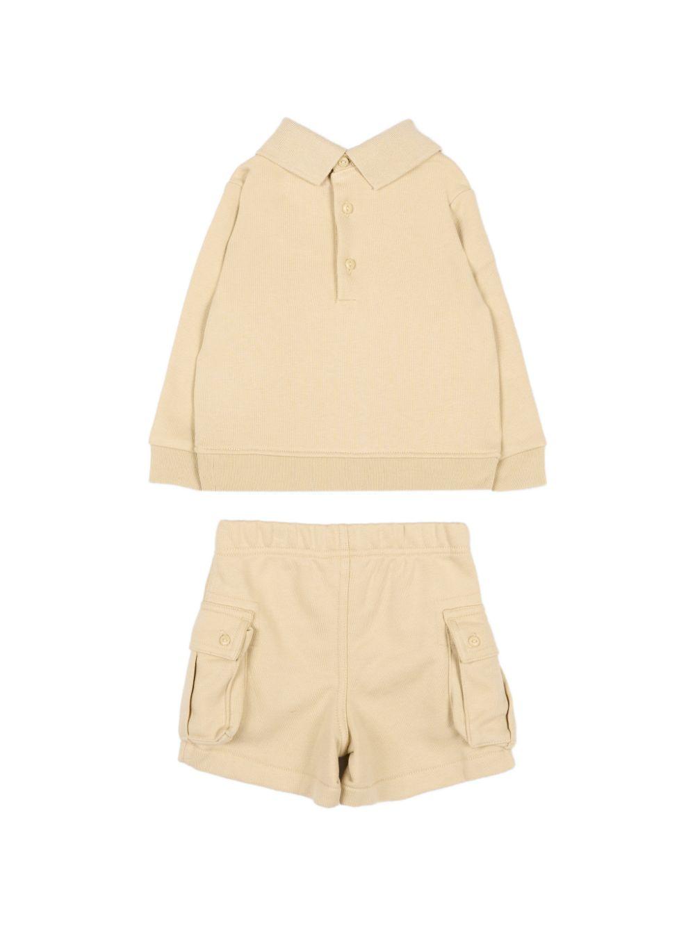 Set felpa e shorts per neonato Polo Ralph Lauren Kids beige con patch con logo 320B18460 001 Ralph Lauren kids 