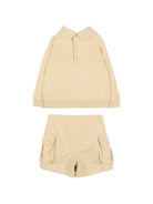 Set felpa e shorts per neonato Polo Ralph Lauren Kids beige con patch con logo 320B18460 001 Ralph Lauren kids 