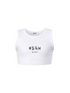 Top corto per bambina MSGM Kids bianca con stampa logo S6MSJGTO011 001 MSGM KIDS 