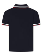 T-shirt per bambino Moncler Enfant blu con colletto stile polo L19548A000128496W 778 MONCLER KIDS 