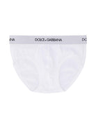 Set di due slip per bambino Dolce & Gabbana Kids bianco con logo sull'elastico L4J700 G7OCT W0800 DOLCE & GABBANA KIDS 