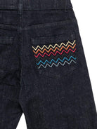 Jeans per bambino Missoni Kids in denim blu con tasca con ricamo a zigzag MZ6H40 Z3664 620 MISSONI KIDS 