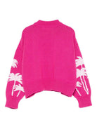 Maglione per bambina Palm Angels Kids fucsia con motivo Palm Tree PGHT001F25KNI001 323C PALM ANGELS KIDS 