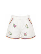 Shorts per bambina Stella McCartney Kids bianco con ricamo floreale TY6E19 Z0138 101 STELLA McCARTNEY KIDS 
