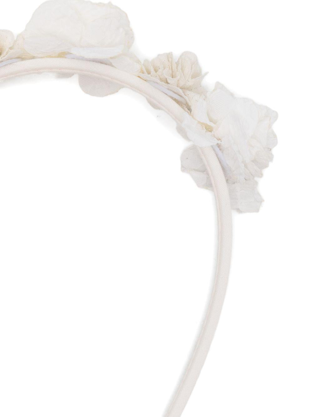 Cerchietto per capelli per bambina Mariella Ferrari bianco con applicazione a fiori CLD4 BIANCO MARIELLA FERRARI 