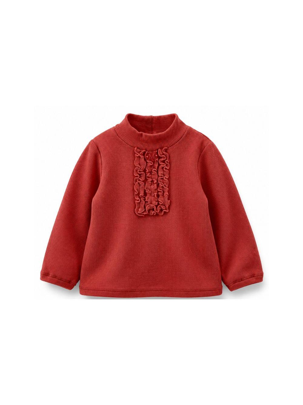 Maglione per neonata Monnalisa Kids rosso con pettorina con ruches 37H617 8212 0043 MONNALISA KIDS 