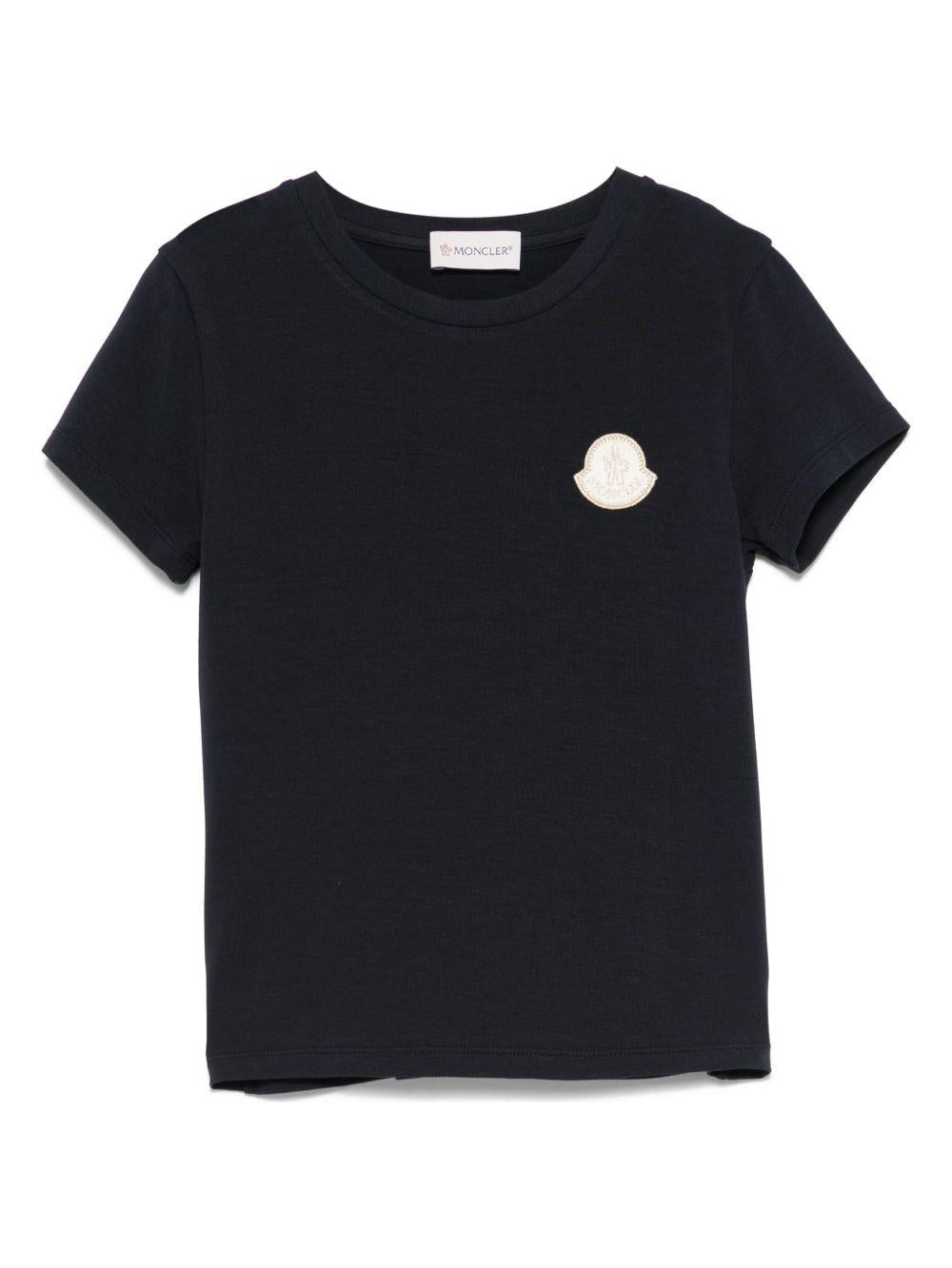 T-shirt con logo per bambino Moncler Enfant blu con orlo dritto K19548C0001189AWF 778 MONCLER ENFANT 