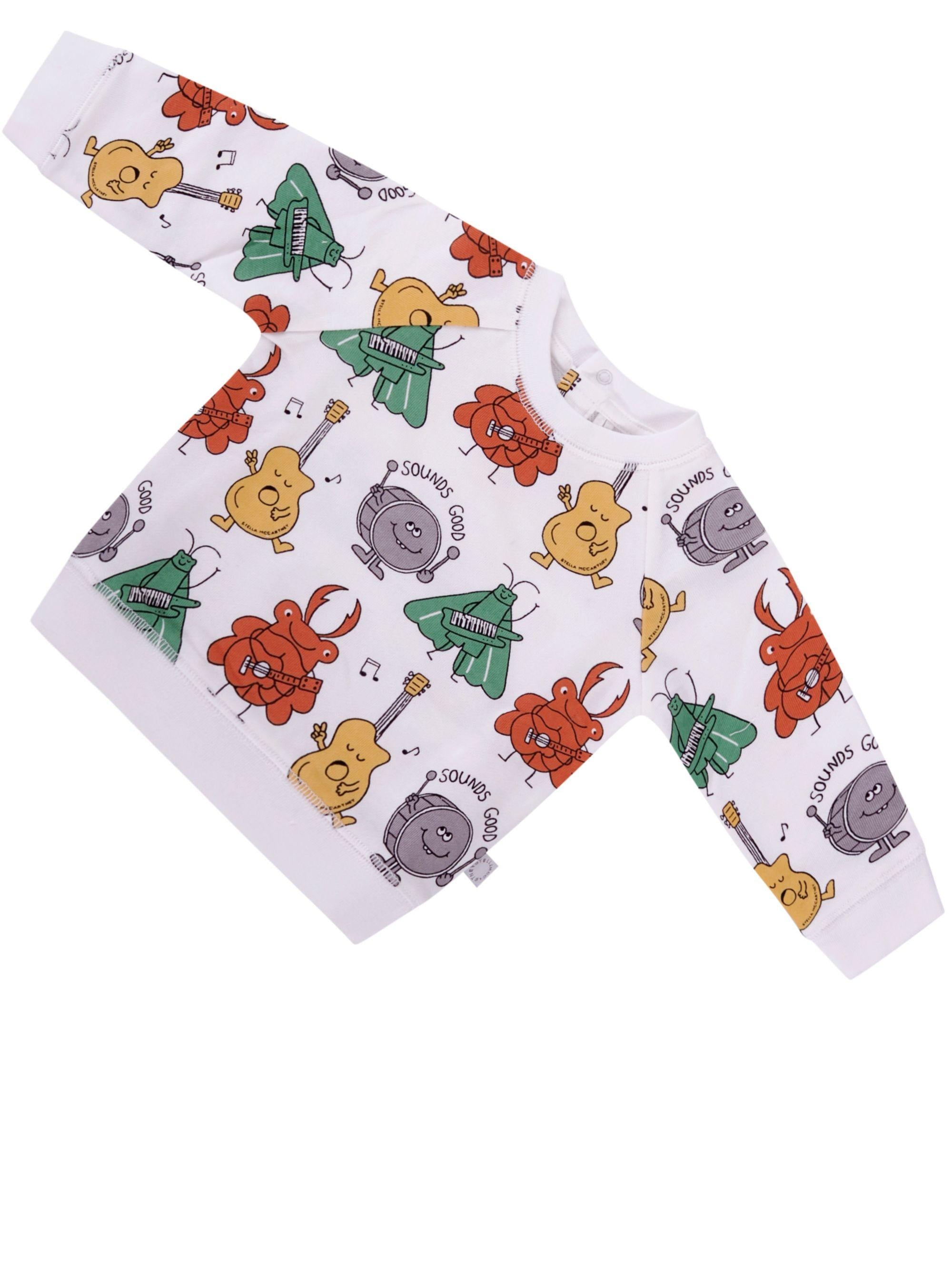 Felpa per neonato Stella McCartney Kids bianca con stampa elementi musicali TY4510 Z3562 101MC STELLA McCARTNEY KIDS 