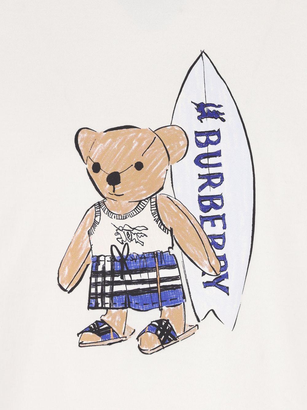 T-shirt per bambino Burberry Kids bianco con stampa orsetto 8117540 A2014 BURBERRY KIDS 