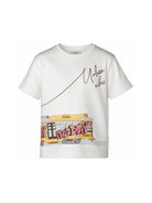 T-shirt per bambino Fendi Kids bianca con stampa grafica JMI525 AVWL F0TU9 FENDI KIDS 