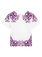 T-shirt per bambina Dolce & Gabbana Kids bianco con stampa maioliche L5JTNK II7H3 I23TN DOLCE & GABBANA KIDS 