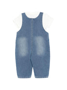 Set t-shirt e salopette per neonato Moschino Kids denim con orsetto sul davanti MUG01PLDE17 83454 MOSCHINO KIDS 
