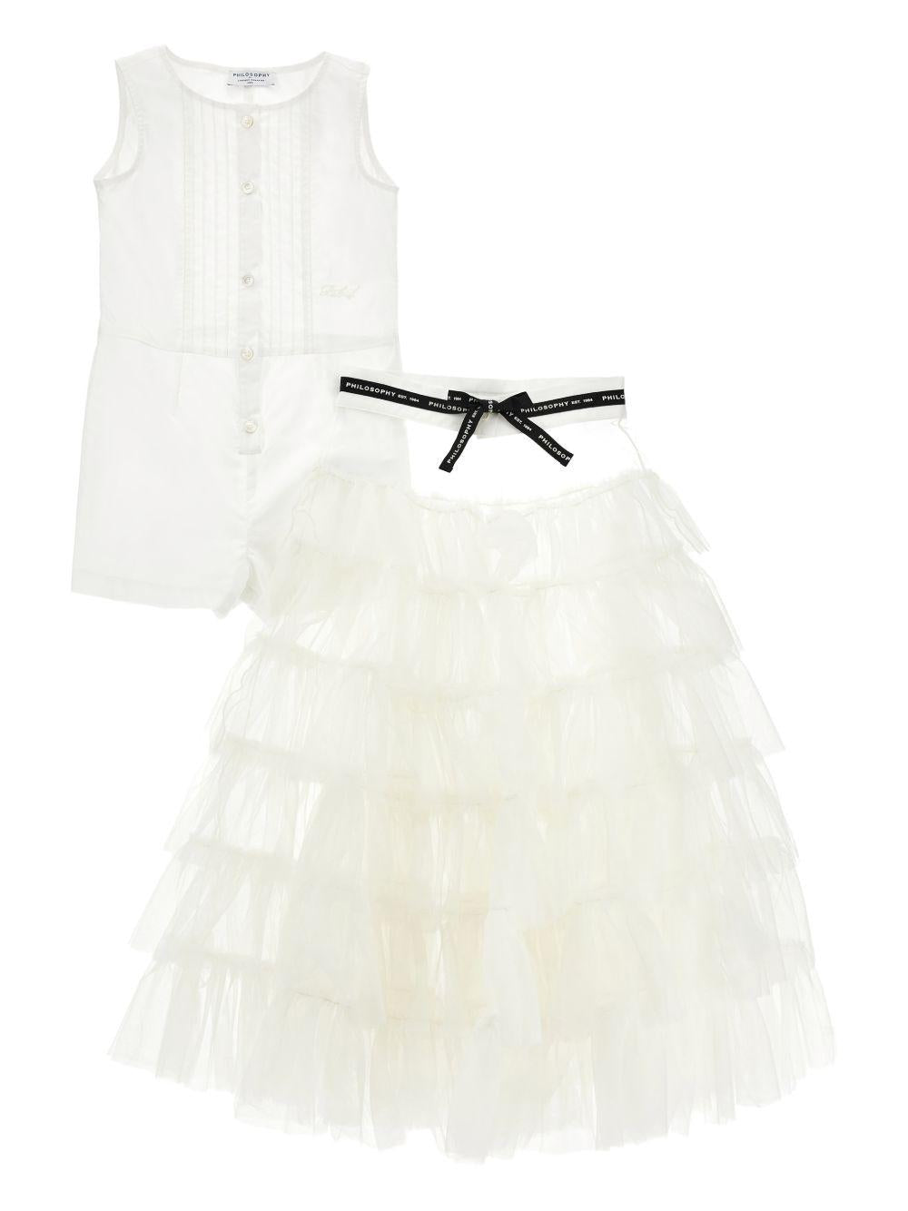 Abito per bambina Philosophy Di Lorenzo Kids bianco con chiusura a bottoni I1G201 7116 0001 PHILOSOPHY KIDS 