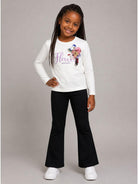 Pantaloni svasati per bambina Monnalisa Kids neri con placca logo 17H403 8220 0050 MONNALISA KIDS 