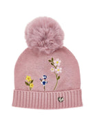 Berretto per neonata Monnalisa Kids rosa con ricamo floreale e pompon 39H002 8060 0094 MONNALISA KIDS 