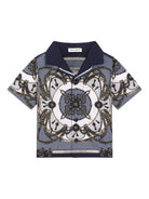 Camicia per neonato Dolce & Gabbana blu con stampa grafica all-over L14S82 FI5NQ HT5XB DOLCE & GABBANA KIDS 