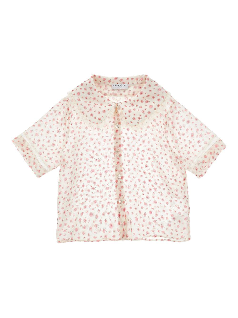 Camicia per bambina Philosophy di Lorenzo Serafini Kids bianca con stampa a fiori I1G312 7602 0294 PHILOSOPHY KIDS 