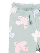 Pantaloni per neonata Stella McCartney Kids verde con coulisse e stampa di uccelli TX6090 Z3206 923MC STELLA McCARTNEY KIDS 