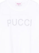 T-shirt per bambina Emilio Pucci Junior bianca con dettaglio logo con borchie PZ8A11 Z3672 100 EMILIO PUCCI KIDS 