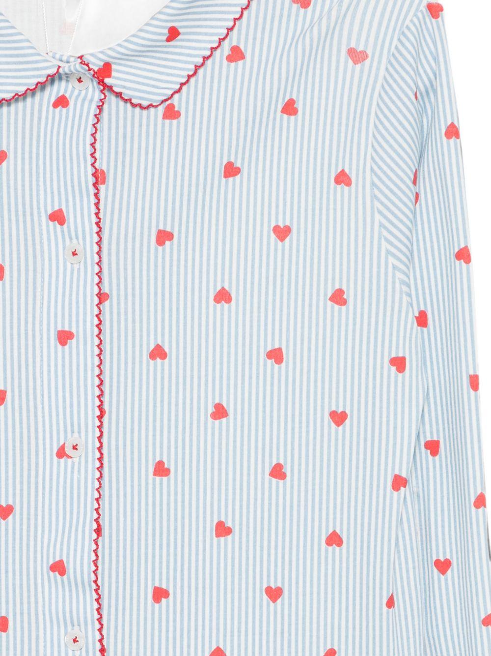 Pigiama per donna Petit Bateu Kids azzurro con stampa cuoricini all-over A0GAQ 01 PETIT BATEAU KIDS 