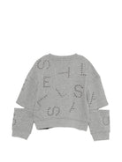 Felpa per bambina Stella McCartney Kids grigia con stampa logo all-over TY4B70 Z3409 808 STELLA McCARTNEY KIDS 