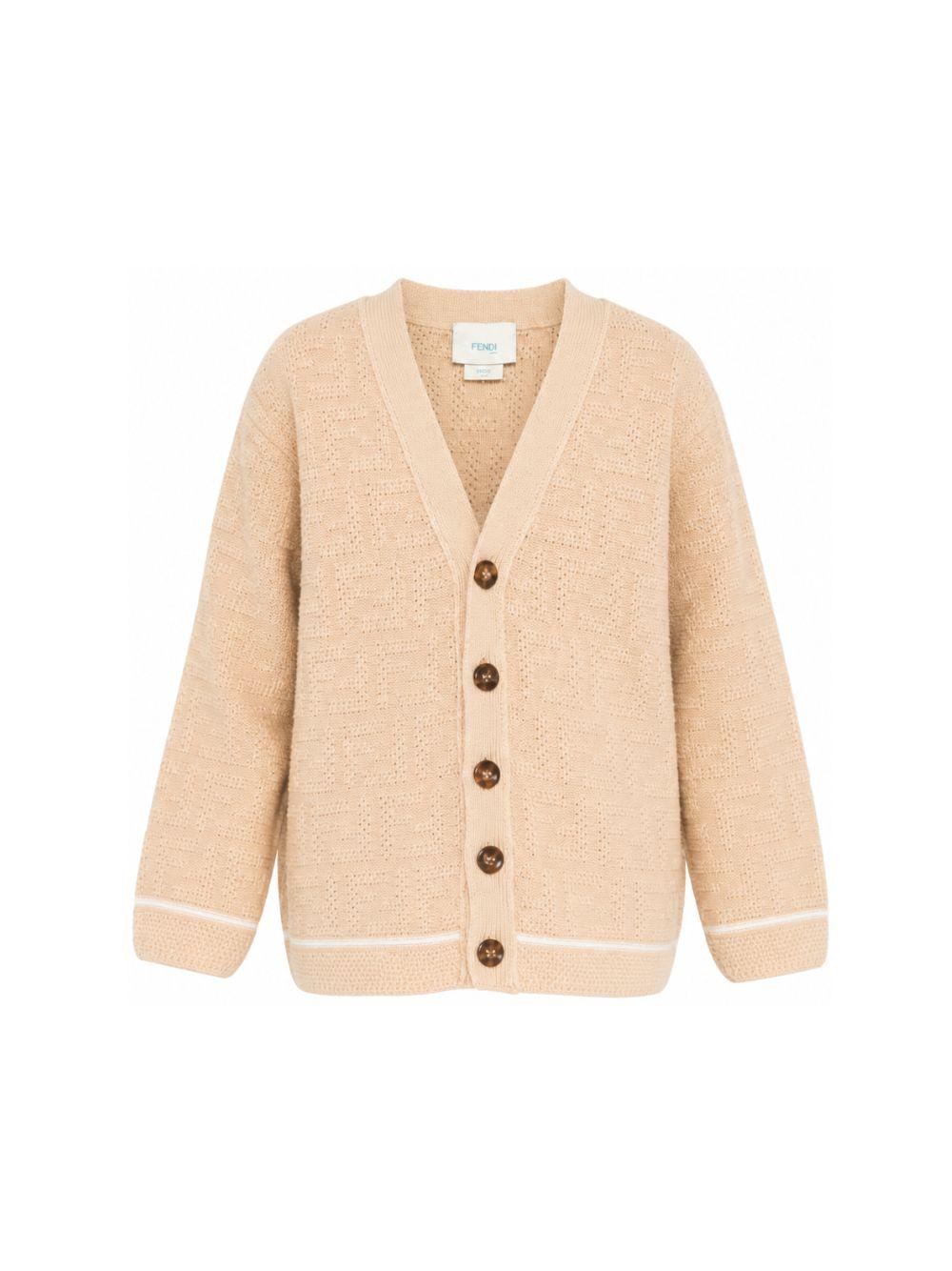 Cardigan per bambino Fendi Kids beige con lavorazione in pointelle JUG221 AJ8T F1UCS FENDI KIDS 