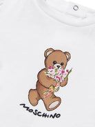 T-shirt per neonata Moschino Kids bianca con stampa orsetto MDM03NLAA02 10101 MOSCHINO KIDS 