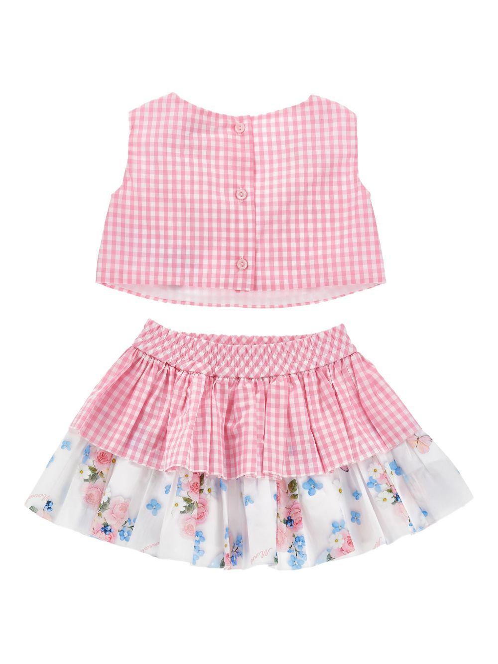 Set top con gonna per neonata Monnalisa rosa con motivo a quadretti 31G502 7154 0093 MONNALISA KIDS 