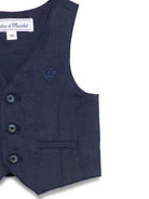 Gilet per neonato Tartine Et Chocolat blu con logo ricamato sul davanti CC16001 04 TArtine & Chocolat KIDS 