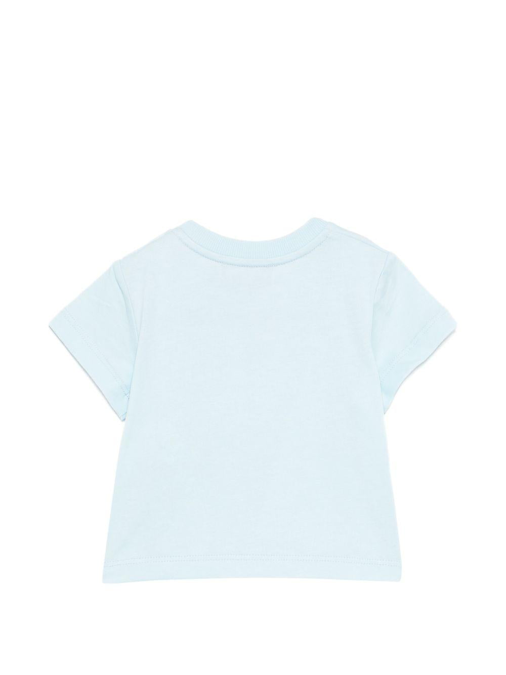 T-shirt per neonati Moschino Kids azzurra con dettagli ricamati MYM047LAA23 40304 MOSCHINO KIDS 