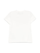 T-shirt per neonata Versace Kids bianco con stampa logo e chiusura a pressione sulla spalla 10185701A13874 2W110 VERSACE KIDS 