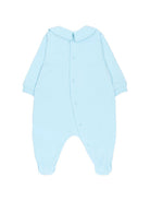 Tutina per neonato Moschino Kids azzurra con stampa Teddy Bear MUY098LCA19 40304 MOSCHINO KIDS 