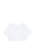 Camicia per neonata Moschino Kids bianca con dettaglio logo HAM04BLBA10 10101 MOSCHINO KIDS 