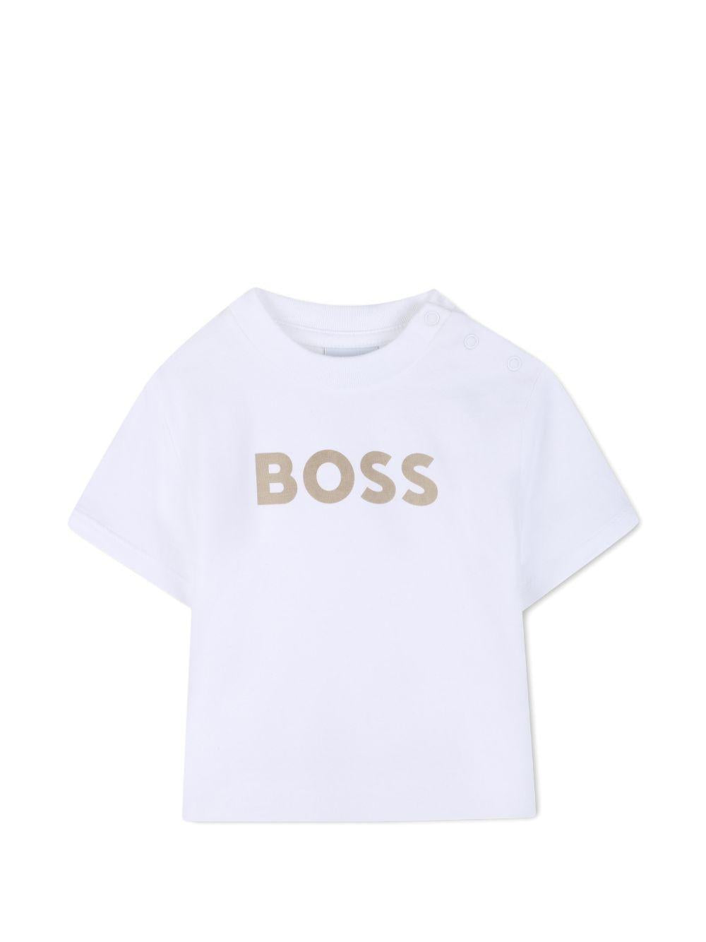 Set t-shirt con shorts per neonato Boss Kids bianco con motivo a righe J53048 249 BOSS KIDS 