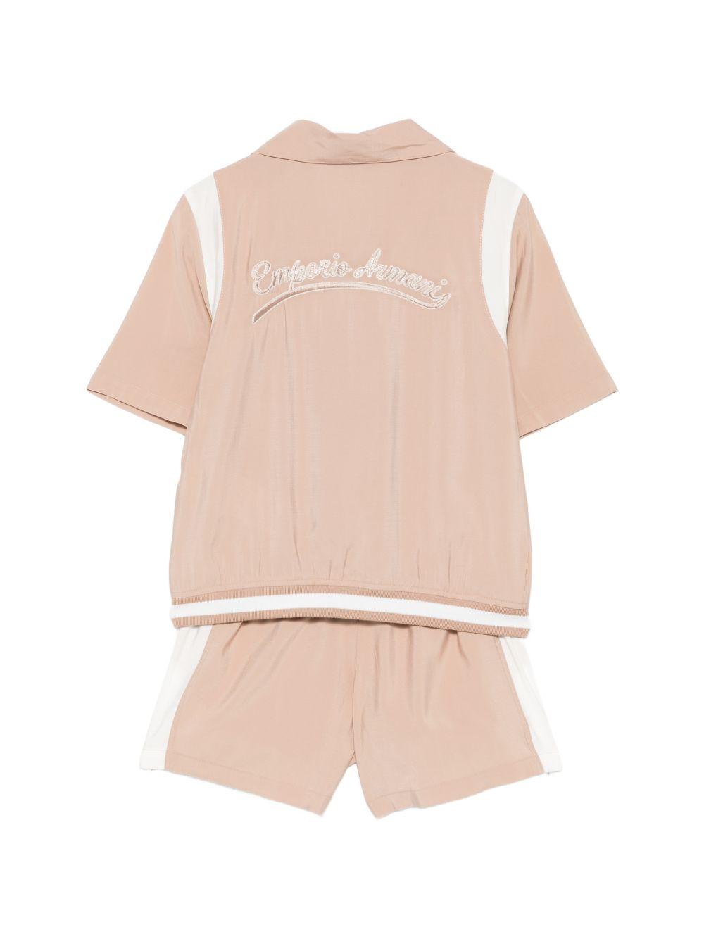 Set t-shirt e shorts per bambino Emporio Armani Kids beige con dettagli a contrasto EB001042 AF20699 M1301 EMPORIO ARMANI KIDS 