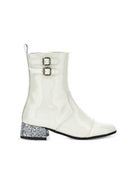 Stivaletti per bambina Monnalisa Kids bianchi con tacco largo con glitter 87H001 8770 0001 MONNALISA KIDS 