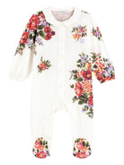 Set tutina, bavaglino e fascia per capelli per neonata Dolce & Gabbana Kids bianco con stampa a fiori L2JO5D II7J6 HA5ZO DOLCE & GABBANA KIDS 