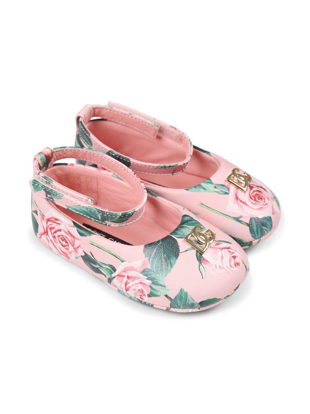 Ballerine con stampa per neonata Dolce & Gabbana Kids rosa con suola piatta DK0065 AD471 HF5IZ DOLCE & GABBANA KIDS 