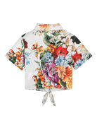 Camicia per bambina Dolce & Gabbana Kids bianco in cotone a fiori L54S05 HS5TV HA5PC DOLCE & GABBANA KIDS 