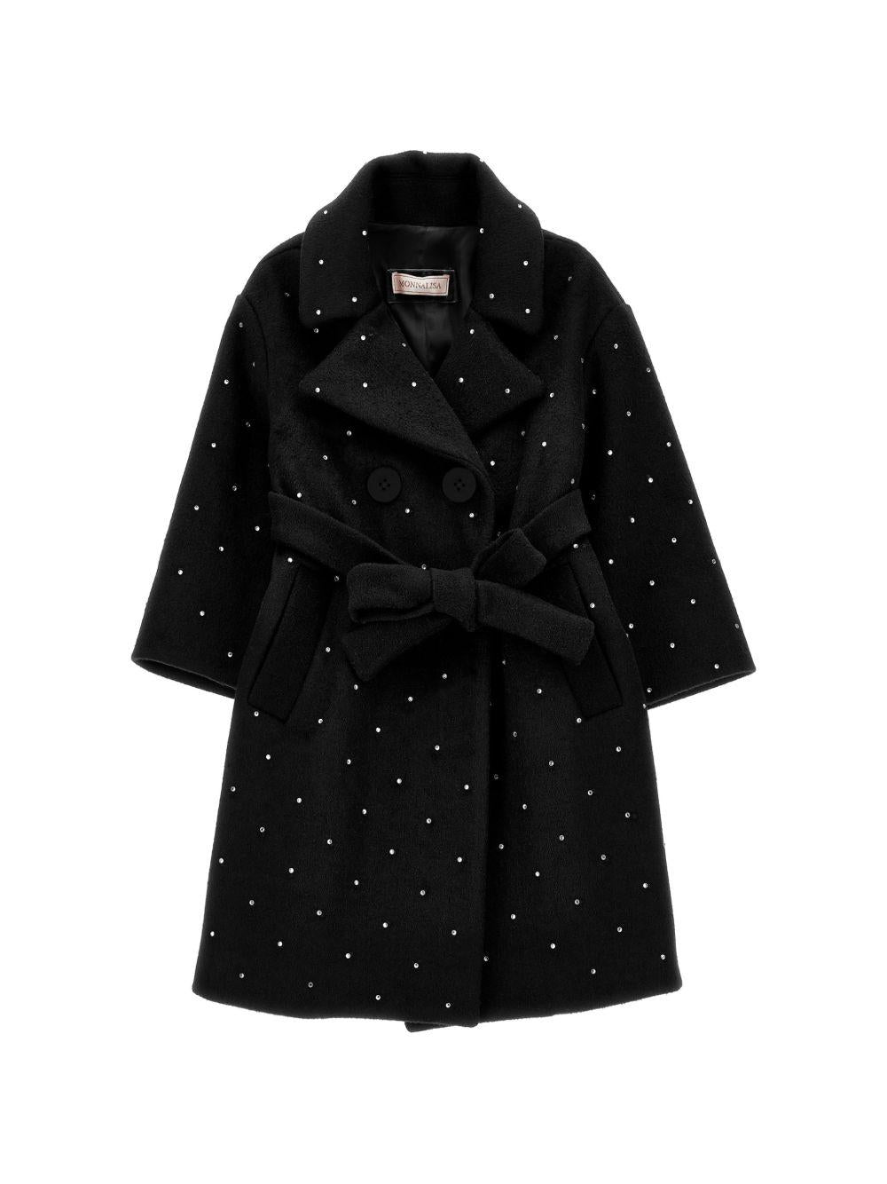 Cappotto per bambina Monnalisa Kids nero con decorazione con strass 17H111 8036 0050 MONNALISA KIDS 