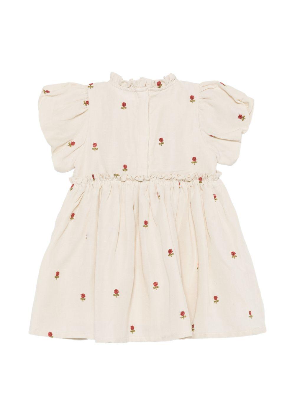 Abito per neonata Donsje beige con ricamo fiori all-over 4112901 00037 DONSJE KIDS 