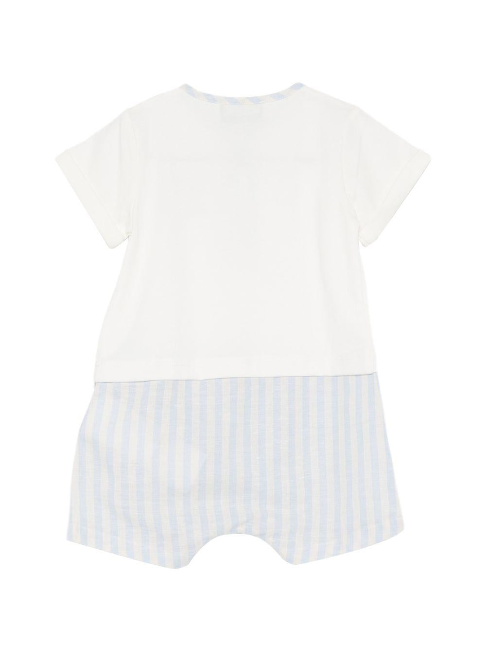 Tutina per neonato Moschino Kids bianca e azzurra con ricamo orsetto MUY08ZLAA23 10063 MOSCHINO KIDS 
